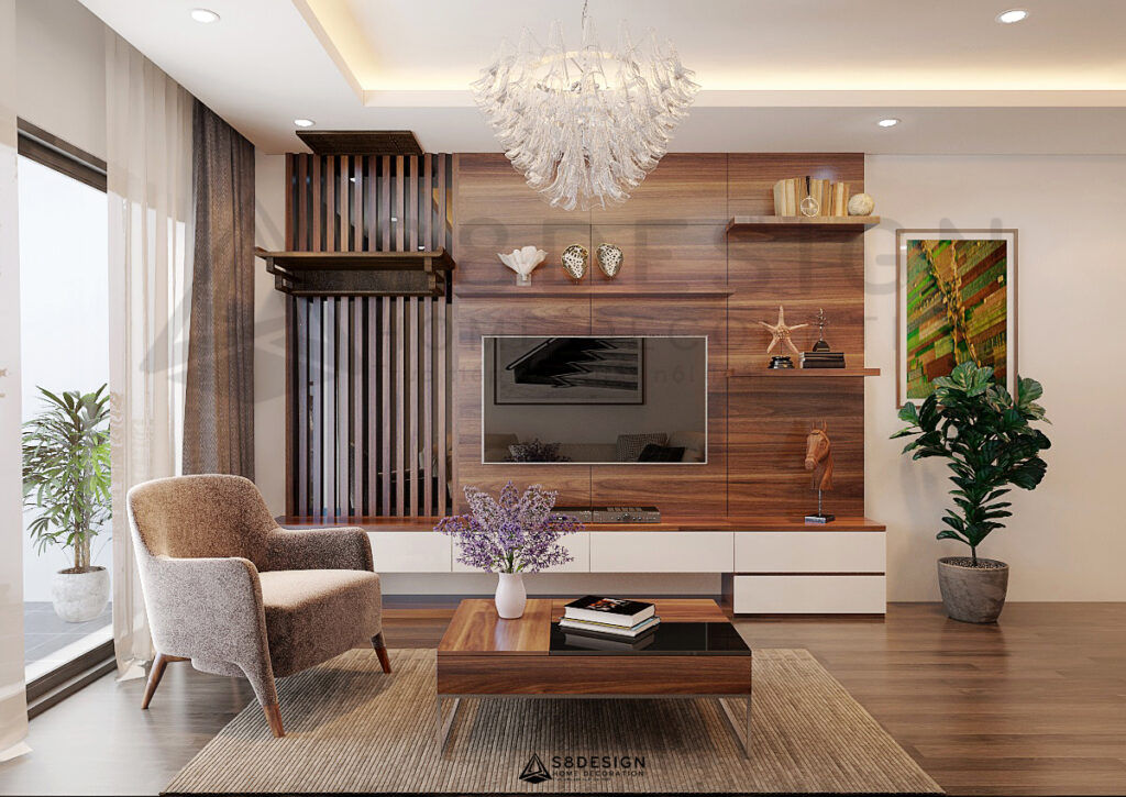 Thiết kế nội thất phòng khách hiện đại với nội thất tiện nghi